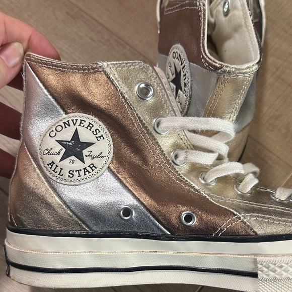 Converse High Top Sneakers in Metallic Gold and Copper-Tone - Picture 7 of 16